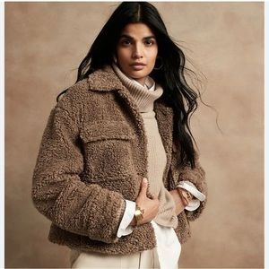 Banana Republic Cropped Sherpa Trucker Jacket